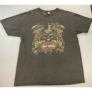 Harley Davidson Motorcycles T-Shirt Men's L Faded Black Biker El Paso, Texas